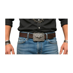 New Men Silver Metal Buckle Western Fashion Bull Long Horns Texas Cow Oval Shape