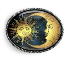Esoteric Belt Buckle – Celestial Sun & Moon Astrology Belt Buckle – 36