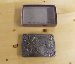 Vintage A.C.E Alaska Collectors Series Belt Buckle Bronze Tone Moose Eagle Bear