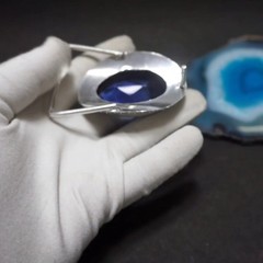 Handmade Silver Plated Belt Buckle with Amethysts Stone- Western Vintage