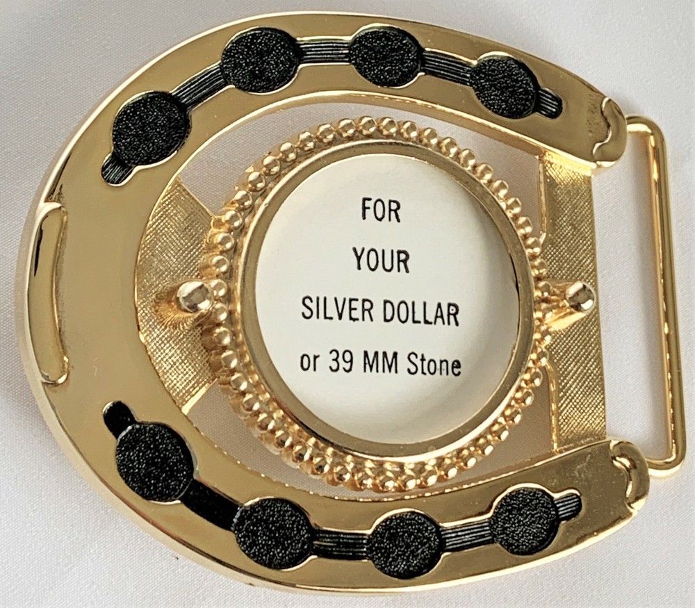 BELT BUCKLES Coins Silver Dollar Screw Mount Gold Black Horseshoe Western NWOT!