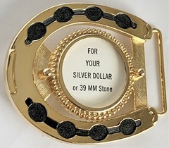 BELT BUCKLES Coins Silver Dollar Screw Mount Gold Black Horseshoe Western NWOT!