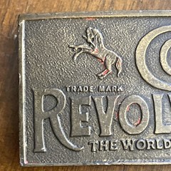 VINTAGE COLT REVOLVERS BRASS BELT BUCKLE ~ ANTIQUE FINISH