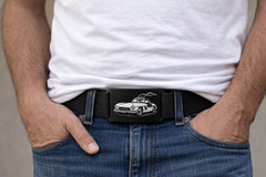 Crios branding belt aluminium buckle 300 SL gullwing vintage classic car