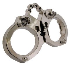 Handcuffs Belt Buckle Rock Rebel Skull Silver Metal Halloween Costume Pirate New