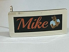 Adjustable Silver Belt Buckle Personalized Custom Black Letters Any Name or Word