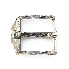 German silver belt buckle Ice, pin type, Ukrainian low poly frame type buckle