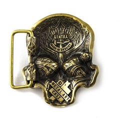 Skull Matte solid brass belt buckle, Dead head human skull solid belt buckle