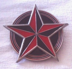 Red & Black Nautical Star Circle Fine Pewter Belt Buckle Great American product