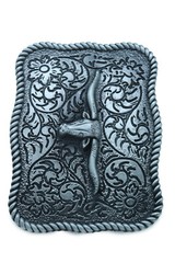Men Day Wear Buckle Silver Metal Bull Square Western Fashion Texas Long Horn Cow