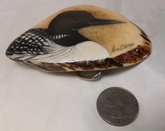 Belt Buckle Antler Elk Hand Painted Bird Signed By Artist Alice B Semich Nice