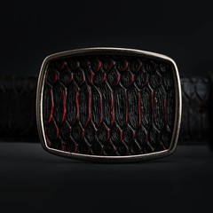 Genuine Leather Python Snakeskin Print Western Belt with Removable Buckle – Red