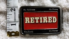 Vtg 1980s Retired Belt Buckle No Clock No Address Money Phone Red Enamel #2359