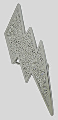 Mens Womens Flash Belt Buckle Rhinestone Silver Metal Fashion New Lightning Bolt