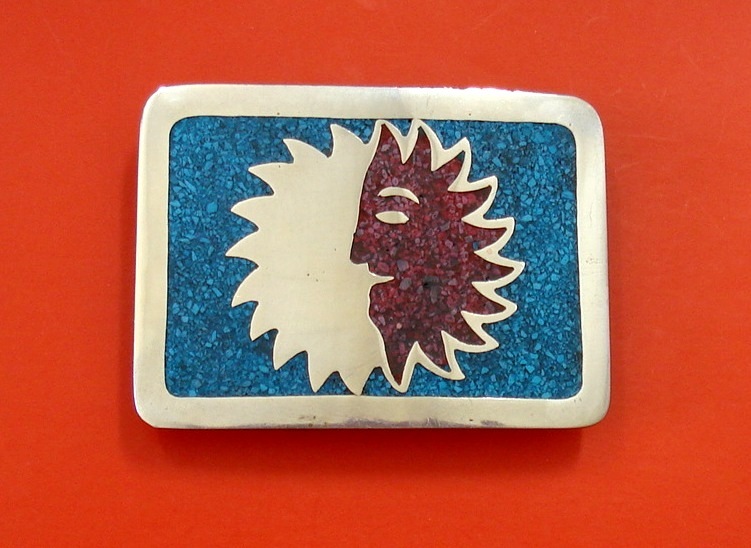 Turquoise and Corral Belt Buckle