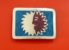 Turquoise and Corral Belt Buckle