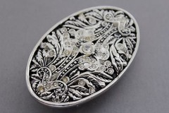 New Women Men Fashion Belt Buckle Silver Metal Bling Filigree Floral Bling Leaf