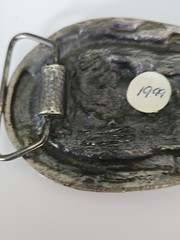 1984 Bergamot Brass Works Horseshoe Vintage Belt Buckle with Horses