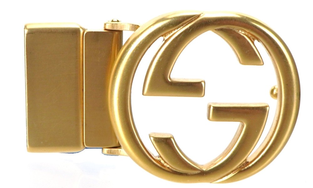 Authentic GUCCI Gold GG Interlock Belt Buckle Italy Unisex fits 30mm width belt