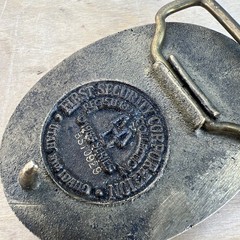 Vtg Utah 1896 State Seal Belt Buckle First Security Corp Collection Brass