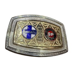 VTG Santa Fe Southern Pacific Logo Gold And Silver Belt Buckle BNSF railroad