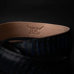 Genuine Leather Python Snakeskin Print Western Belt with Removable Buckle – Blue