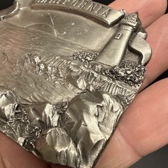 Vintage CALIFORNIA Belt Buckle 1978 Lighthouse Bergamot Brass Works USA 3D NICE