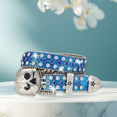 Skull Buckle Belt Hiphop Rockers Belt Eye Catching Western Waistbelt for Adults