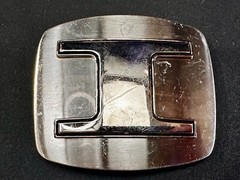 Custom Initial Block Letter Large I Silver Tone Outlined Reflective Belt Buckle