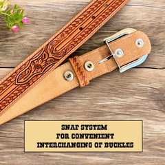 DANIEL&rsquo;S ARTPLANET Western Leather Belt for 38 (fits size 36 jeans), Brown