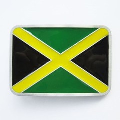 JAMAICA FLAG GREEN YELLOW BLACK PATRIOTIC REGGAE ISLAND COUNTRY BELT BUCKLE