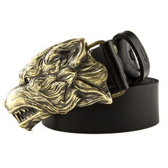 Belt buckle Grey Wolf, Handmade wolf head solid belt buckle