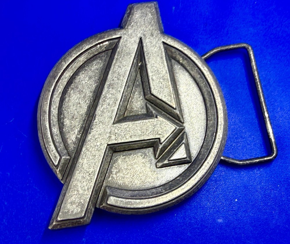 Marvel Comics Avengers Superhero Movie Logo Silver Color Used Belt Buckle