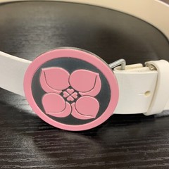 Pink Silver Buckle Peach Four Leaf Clover White Belt Japan Ninja Samurai Cosplay