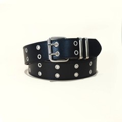 Retro Square Rivet Belt Three Row Buckle Punk Rock Waistband
