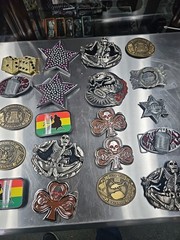 Vintage LOT OF 20 belt buckles 2000s Chrome BRASS metal Some New Some Old LotE