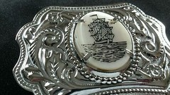SAILING TALL SHIP RIGGED MASTED OCEAN VESSEL INSERT SILVER TONED BELT BUCKLE