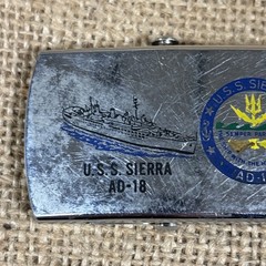 U.S.S. Sierra AD-18 Belt Buckle Military Naval Ship Zippo Vtg