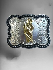 Saint Jude Rodeo Cowboy Western Belt Buckle Hebilla Vaquera Fina Con San Judas