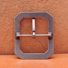 Men Rectangle Heavy Duty Strong Silver Center Bar Pin Belt Buckle Fit 40mm Strap