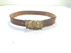 Vintage Western Belt Mens 34-36 Brown Brass Saddle Buckle 70s Cowboy Retro Style