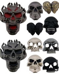 Skull Flaming Blinged Metal Belt Buckle Mens Halloween Party Costume Gift