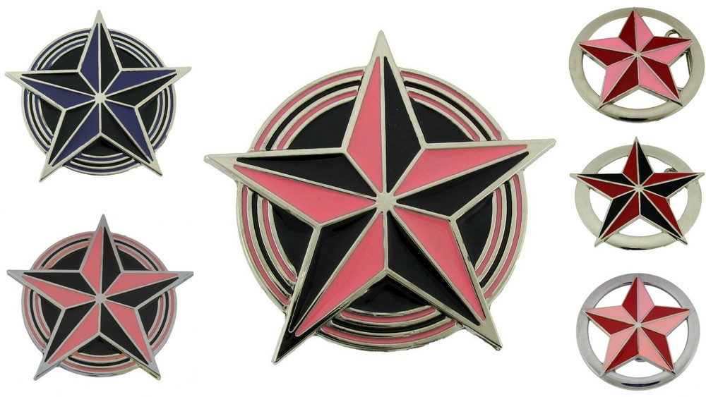 Star Belt Buckle Red Hot Pink Cowboy girly cowgirl western skull rodeo men women