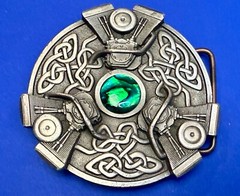 Celtics Knot with Centered Green Stone Gothic Punk 2005 Bergamot Belt Buckle