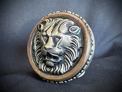 Darren McNeese Lion Belt Buckle 2.5” Round Patina Archive 07–09