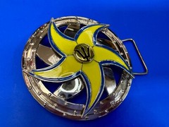 Spinning Arrow Yellow Star Circle Neptune Symbol Round Spinner Large Belt Buckle
