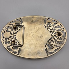 Men&rsquo;s Western Large Ornate Silver Overlay Belt Buckle With Copper Horse