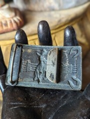 Vintage Justin Belts Belt Buckle Bronc Busting Horse Cowboy Rodeo Fort Worth TX