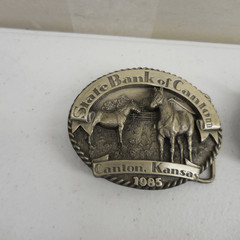Vintage State Bank of Canton Belt Buckle Collection 80s Hunting Farms Americana