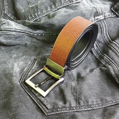 Mens Leather Reversible Belts Metal Buckles – Black Brown Tan – Sizes 26&Prime; – 60&Prime;